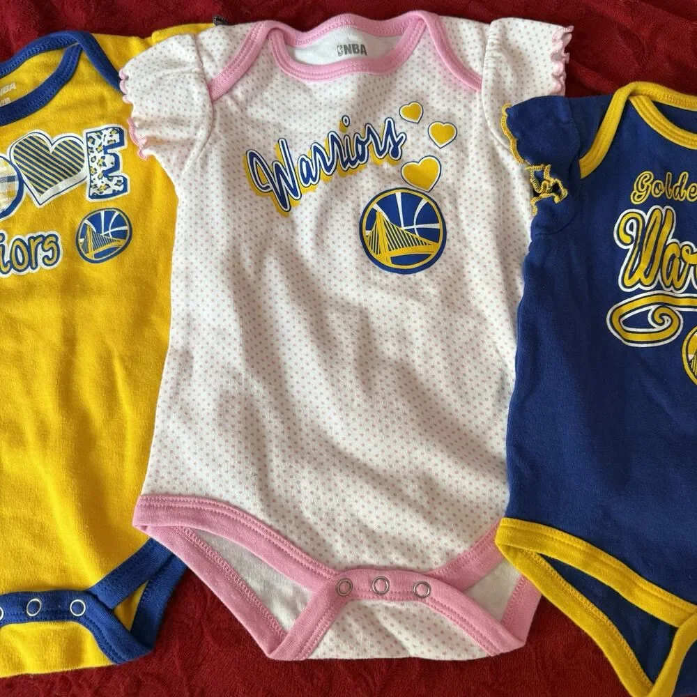 Golden State Warriors NBA Baby Infant One Piece Creeper SZ 12M Lot Of 3 - Picture 3 of 7